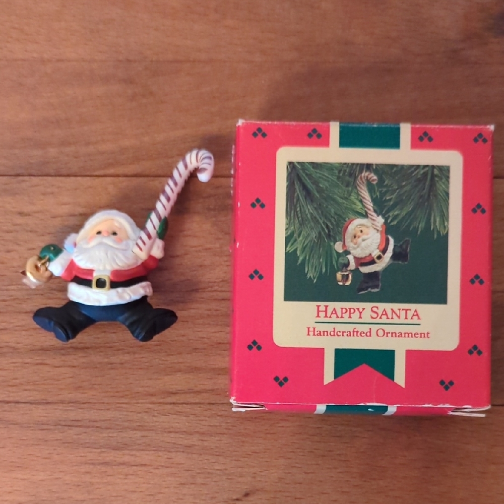 Hallmark Happy Santa Handcrafted Ornament - Red and White
